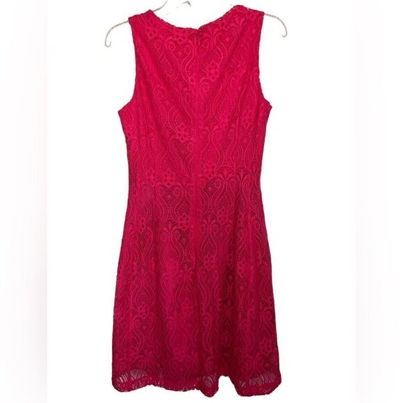 Eva Mendes NY & Co. Pink Sleeveless Embroidered Lace Fit & Flare Dress Size 8 - Picture 2 of 7